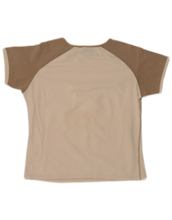 Nike T-Shirt Graphique Fille 12-13 Ans Large Beige Colourblock Coton