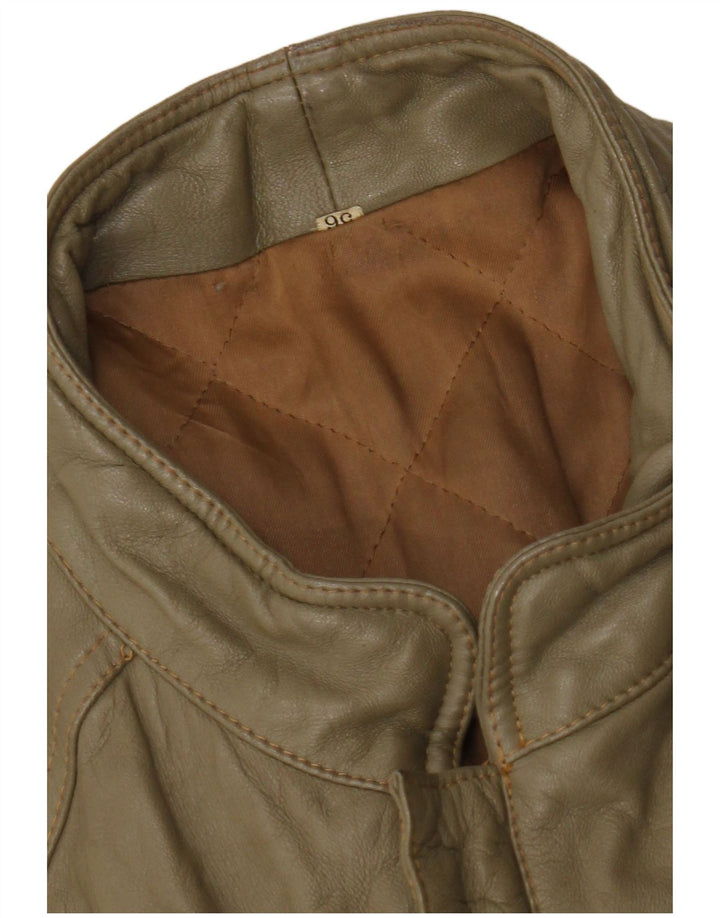 vintage Mens UK 38 Cuir kaki moyen