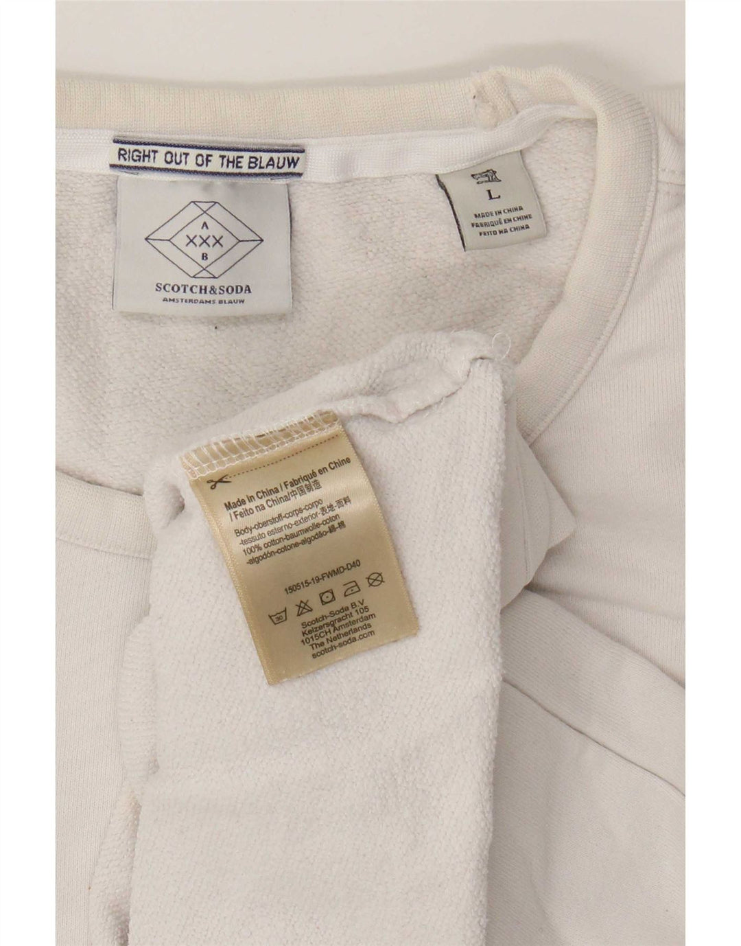Scotch & Soda Sweat-Shirt Graphique Homme Blanc Large Coton