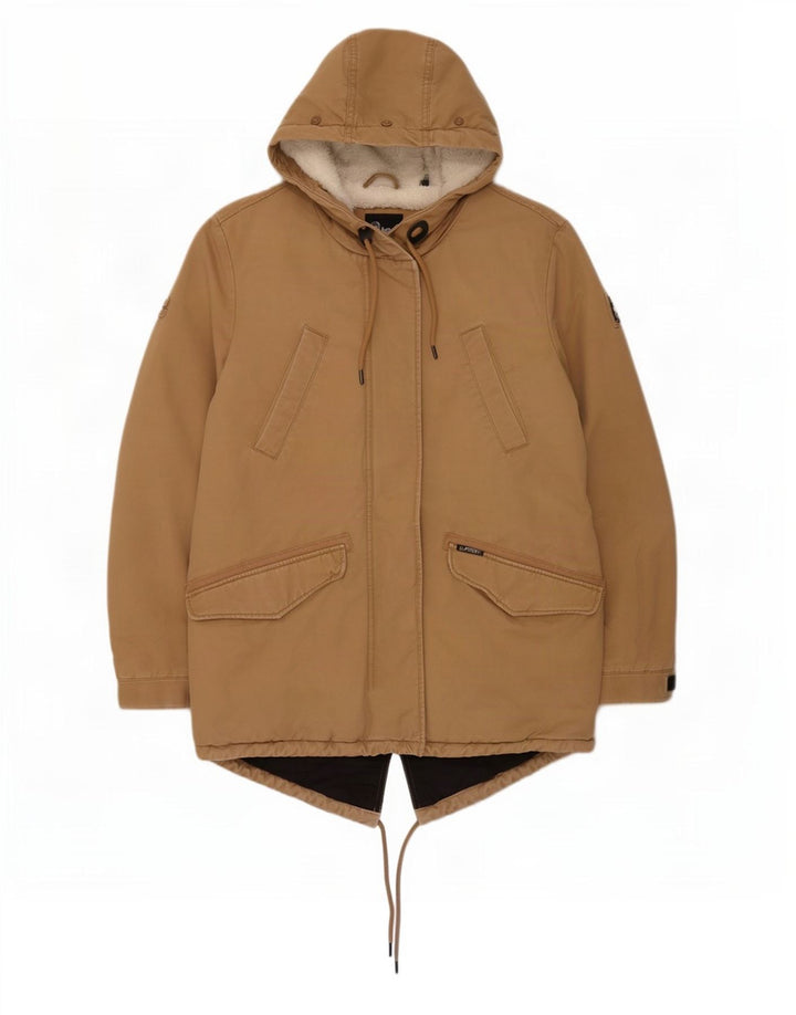Superdry Veste parka surdimensionnée à capuche Sherpa pour femme UK 10 Small Beige