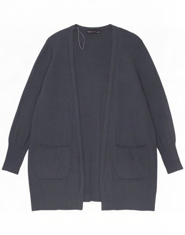 Marks & Spencer Pull cardigan ouvert pour femme UK 14 Medium Navy Blue Viscose