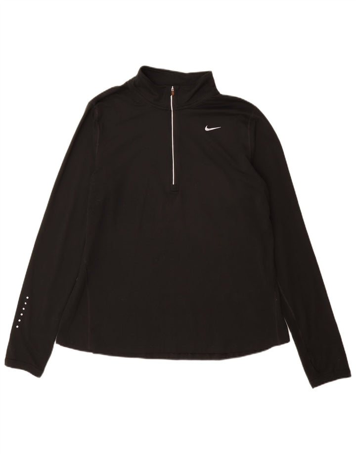 Nike Haut de survêtement Dri Fit à col zippé pour femme UK 16 Large Noir