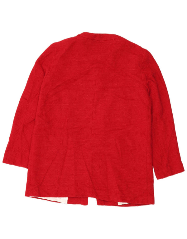 Zara Veste Blazer Femme UK 16 Grand Coton Rouge