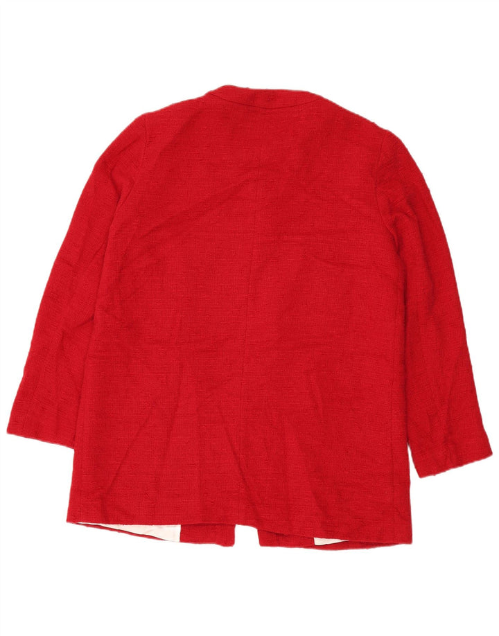 Zara Veste Blazer Femme UK 16 Grand Coton Rouge