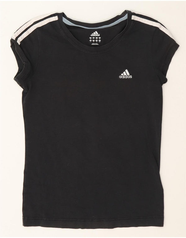 Adidas Womens T-Shirt Top UK 10 Petit Noir Coton