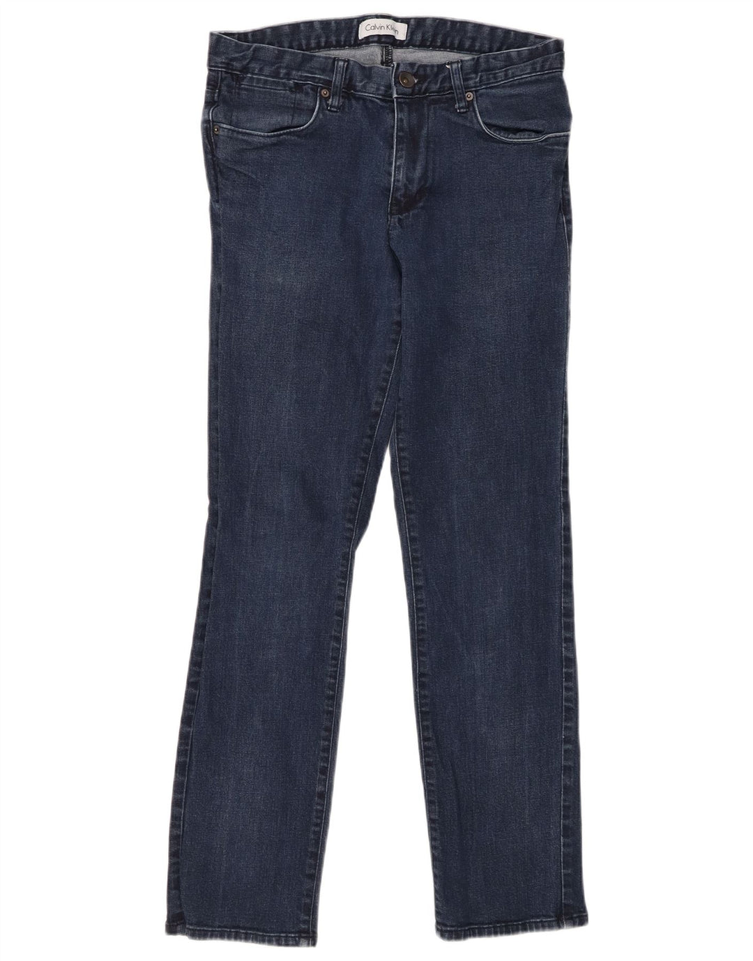 CALVIN KLEIN Jean droit Femme W30 L30 Bleu Marine Coton