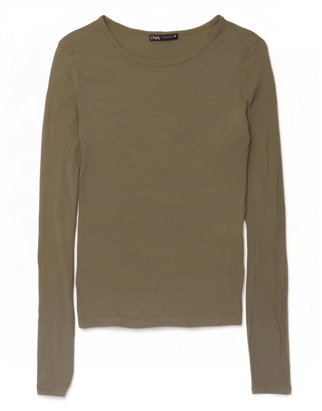 Zara Haut à manches longues pour femme UK 12 Kaki moyen
