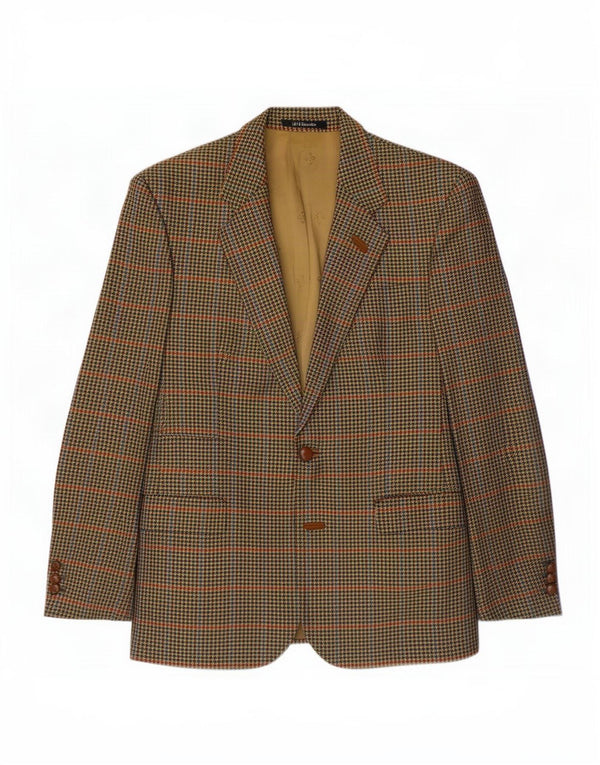 Dack's Veste blazer à 2 boutons pour homme UK 38 en laine pied-de-poule marron moyen