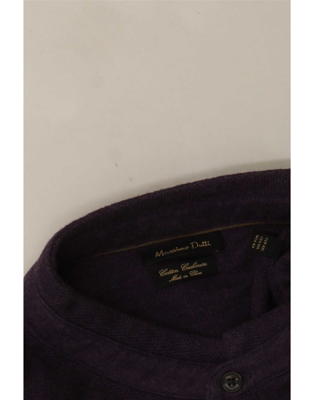 Massimo Dutti Pull à col boutonné pour homme 2XL Violet Coton