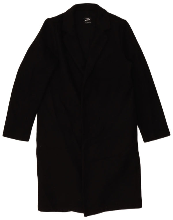 Zara Womens Open Overcoat UK 16 Large Noir Polyester