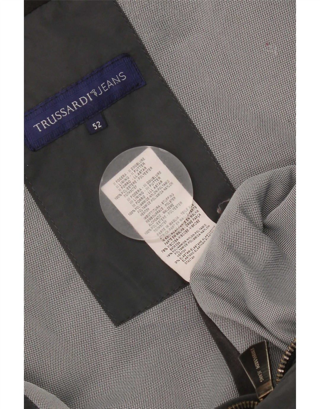 Trussardi Jeans Veste matelassée à capuche Homme IT 52 XL Gris Polyester