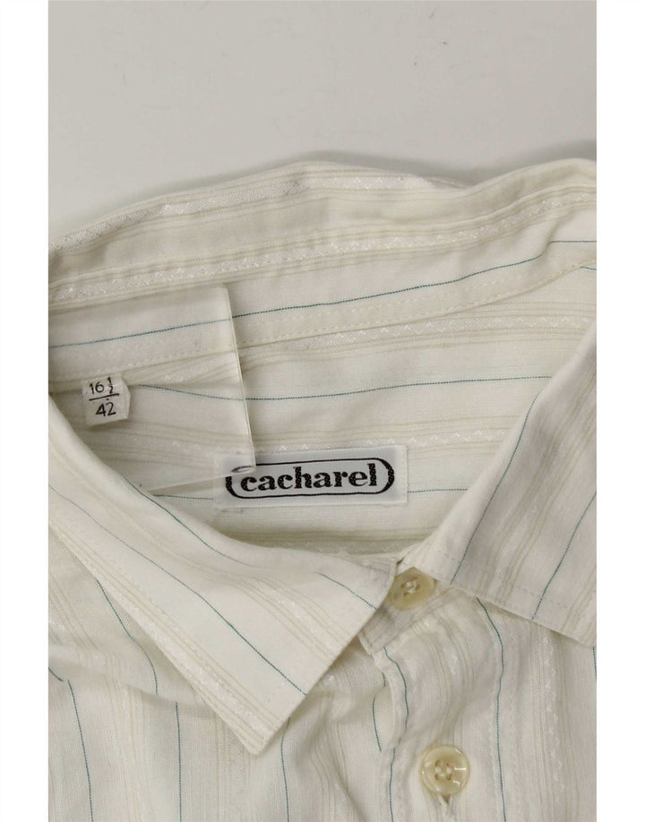 Cacharel Chemise Homme Taille 42 16 1/2 Large Rayé Blanc