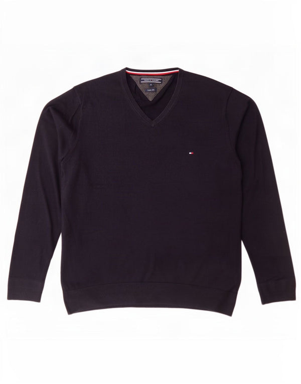 Tommy Hilfiger Pull col V Homme XL Bleu Marine Coton
