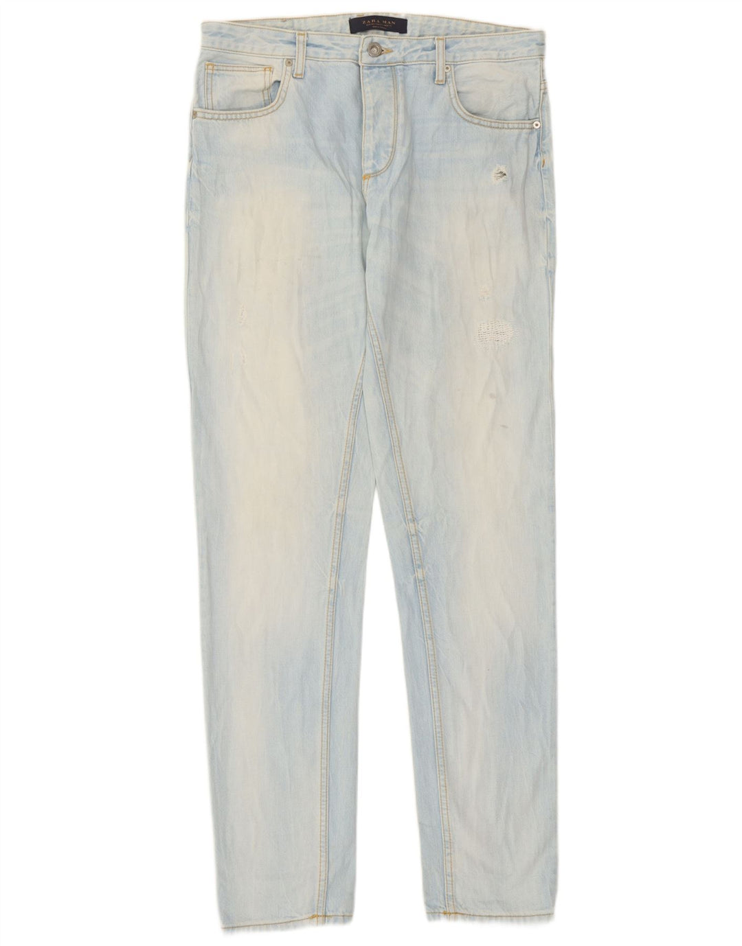 Zara Jean droit pour homme EU 40 Medium W31 L33 Bleu Coton