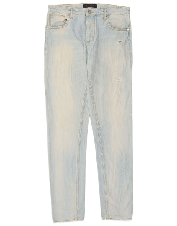 Zara Jean droit pour homme EU 40 Medium W31 L33 Bleu Coton