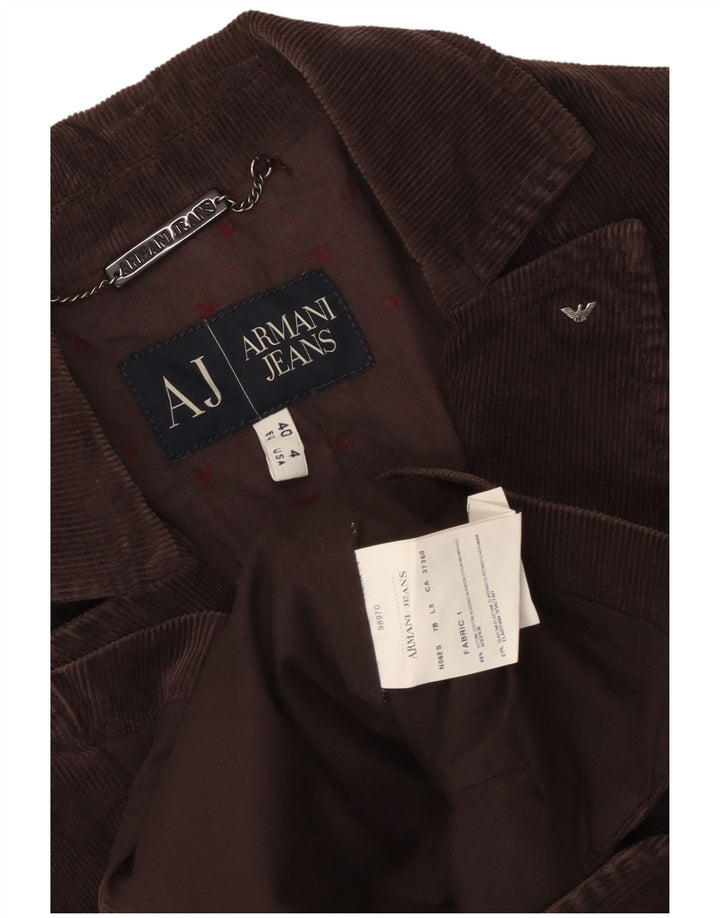 Armani Jeans Veste blazer en velours côtelé à 3 boutons pour femme EU 40 Marron moyen