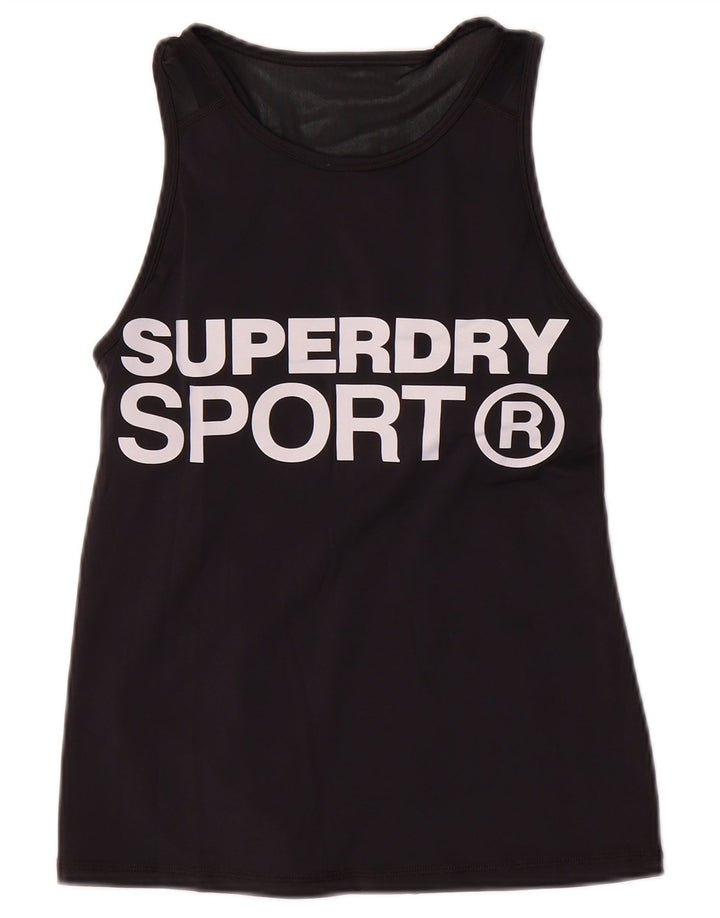 Superdry Débardeur Graphique Femme UK 10 Petit Nylon Noir