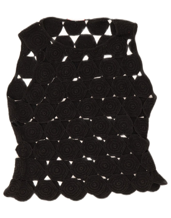 Max & Co. Haut court sans manches en crochet pour femme UK 10 Petit Noir