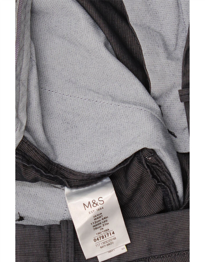 Marks & Spencer Pantalon de Costume Droit Homme W44 L31 Bleu Marine Coton