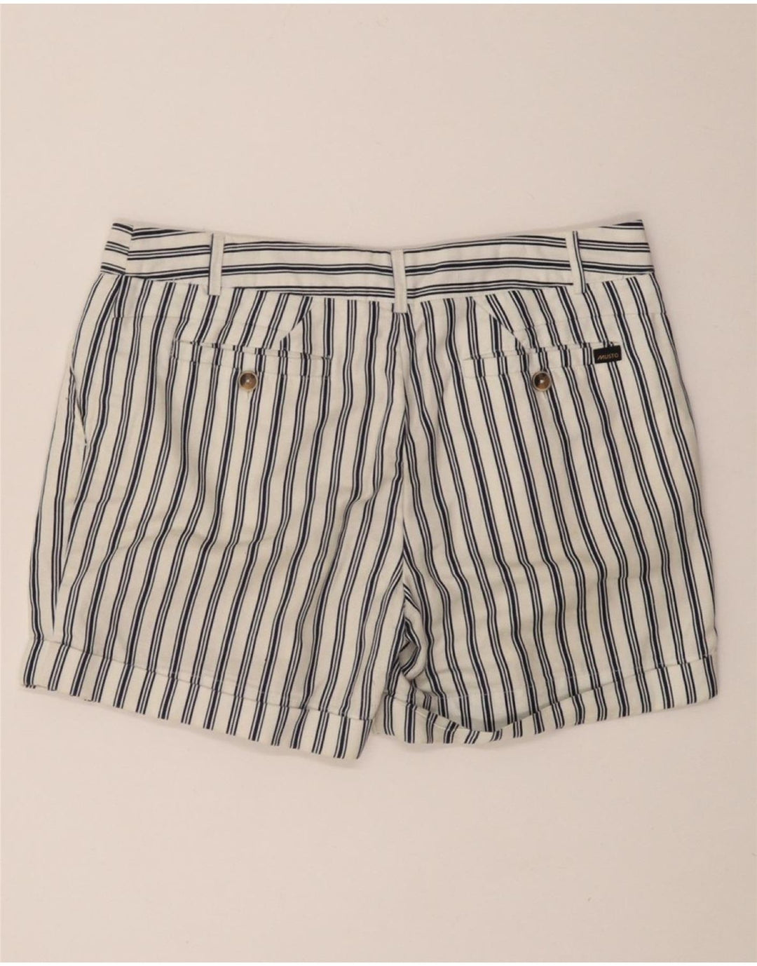 MUSTO Short Chino Pegged pour Femme UK 10 Petit W27 Coton Rayé Blanc