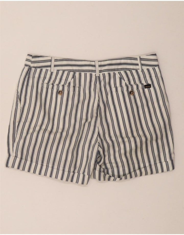 MUSTO Short Chino Pegged pour Femme UK 10 Petit W27 Coton Rayé Blanc