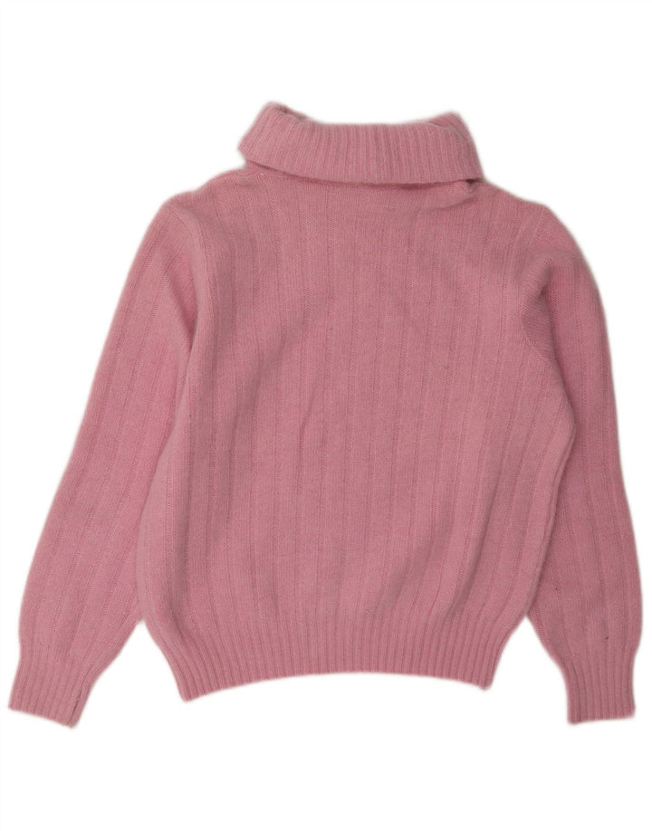 vintage Femmes Roll Neck Jumper Pull UK 14 Rose Moyen