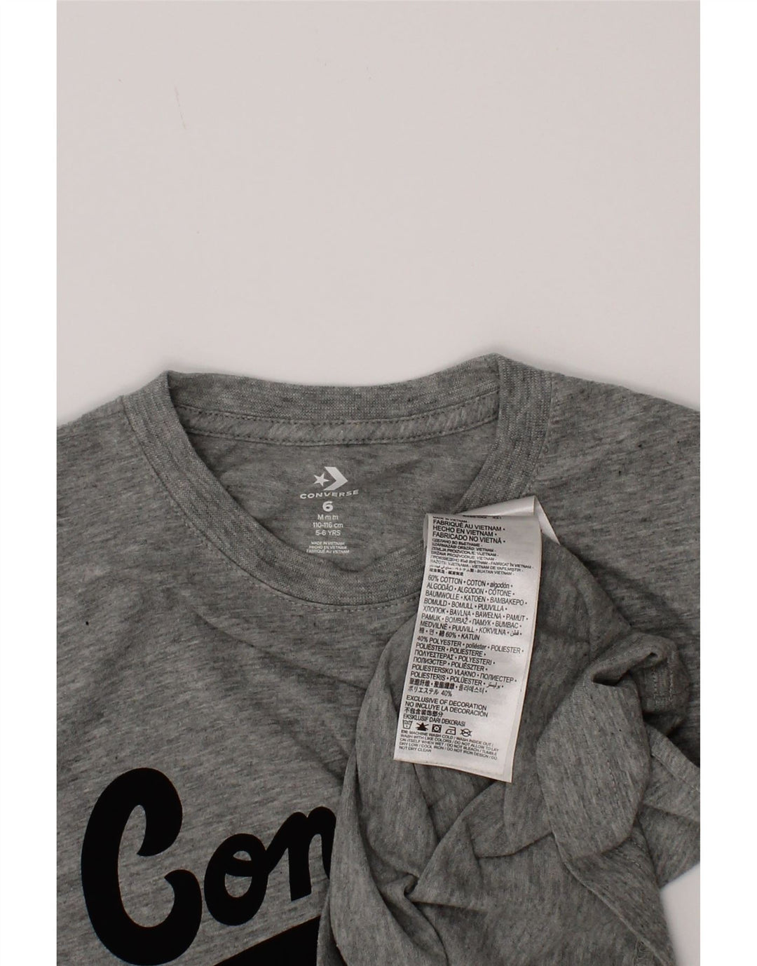 Converse T-Shirt Graphique Garçon 5-6 Ans Gris Moyen Coton