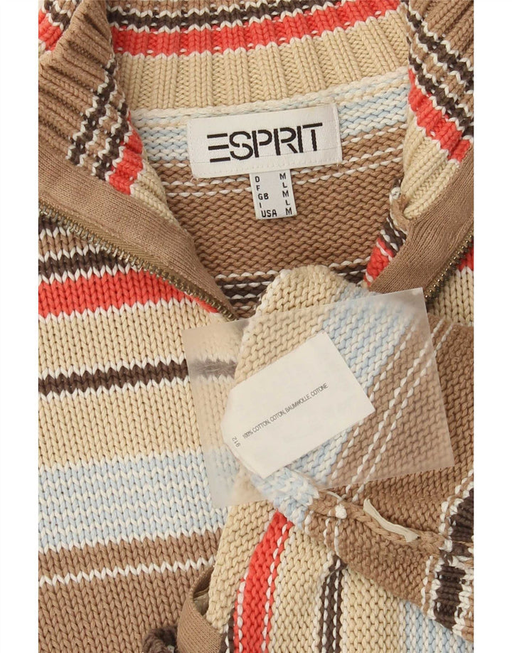 Esprit Womens Full Zip Cardigan Sweater UK 12 Medium Multicolore Rayé