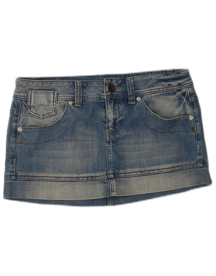 Benetton Femme Mini Jupe En Jean IT 42 Moyen W32 Bleu Coton