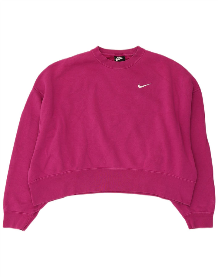 NIKE Sweat-shirt court surdimensionné pour femme UK 14 en coton rose moyen
