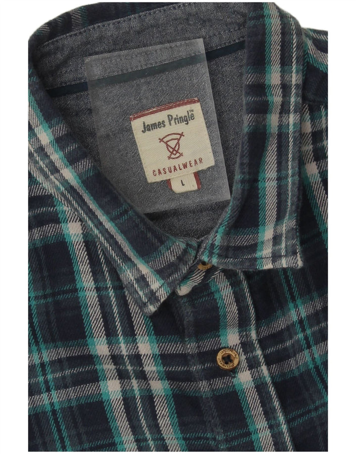 James Pringle Chemise en flanelle pour homme en coton à carreaux bleu marine