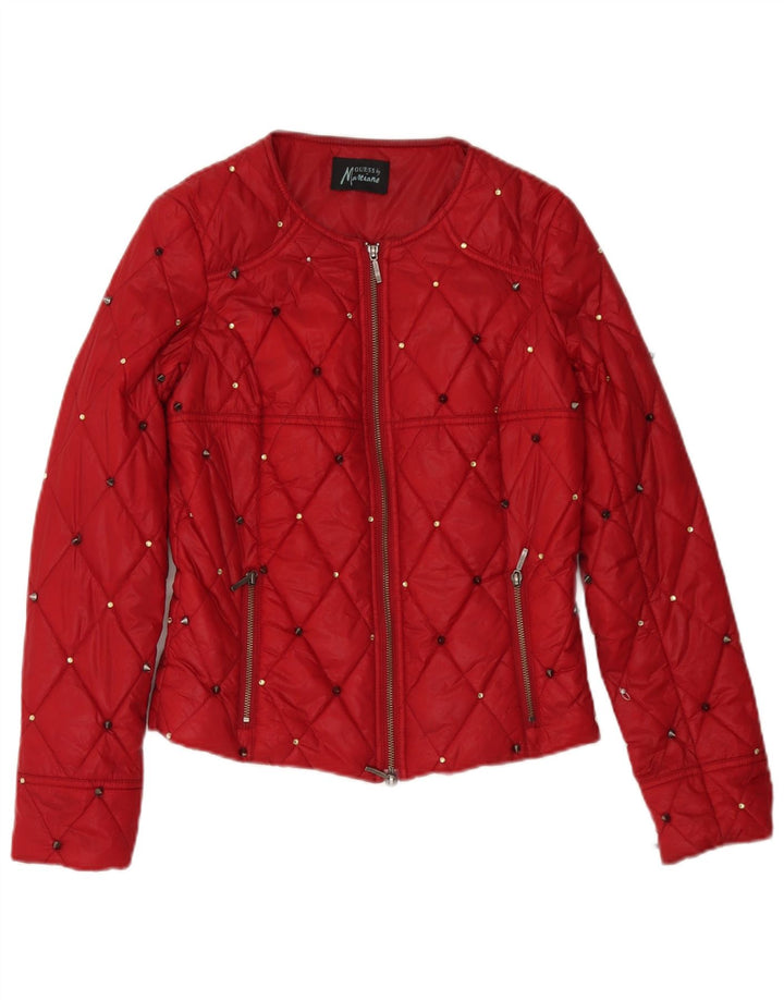 Guess By Marciano Veste matelassée pour femme IT 42 Polyamide tacheté rouge moyen