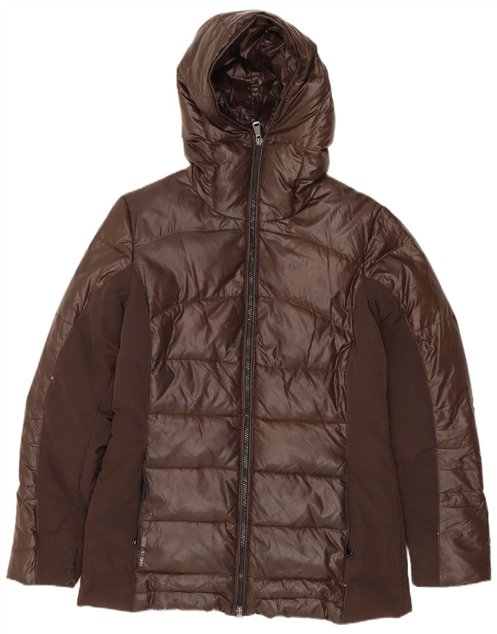 Geox Veste matelassée à capuche pour femme UK 8 Small Marron Colorblock Polyester