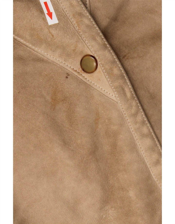 vintage Femmes 3/4 Manches Shearling Coat UK 14 Beige Moyen