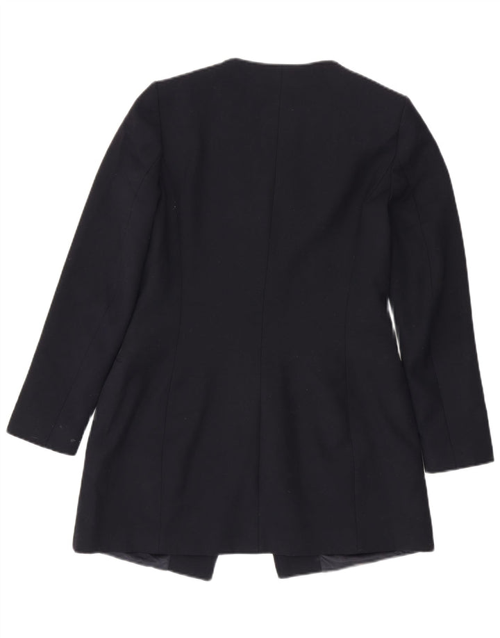 Zara Femme Veste Blazer Zippée UK 12 Moyen Bleu Marine Polyester