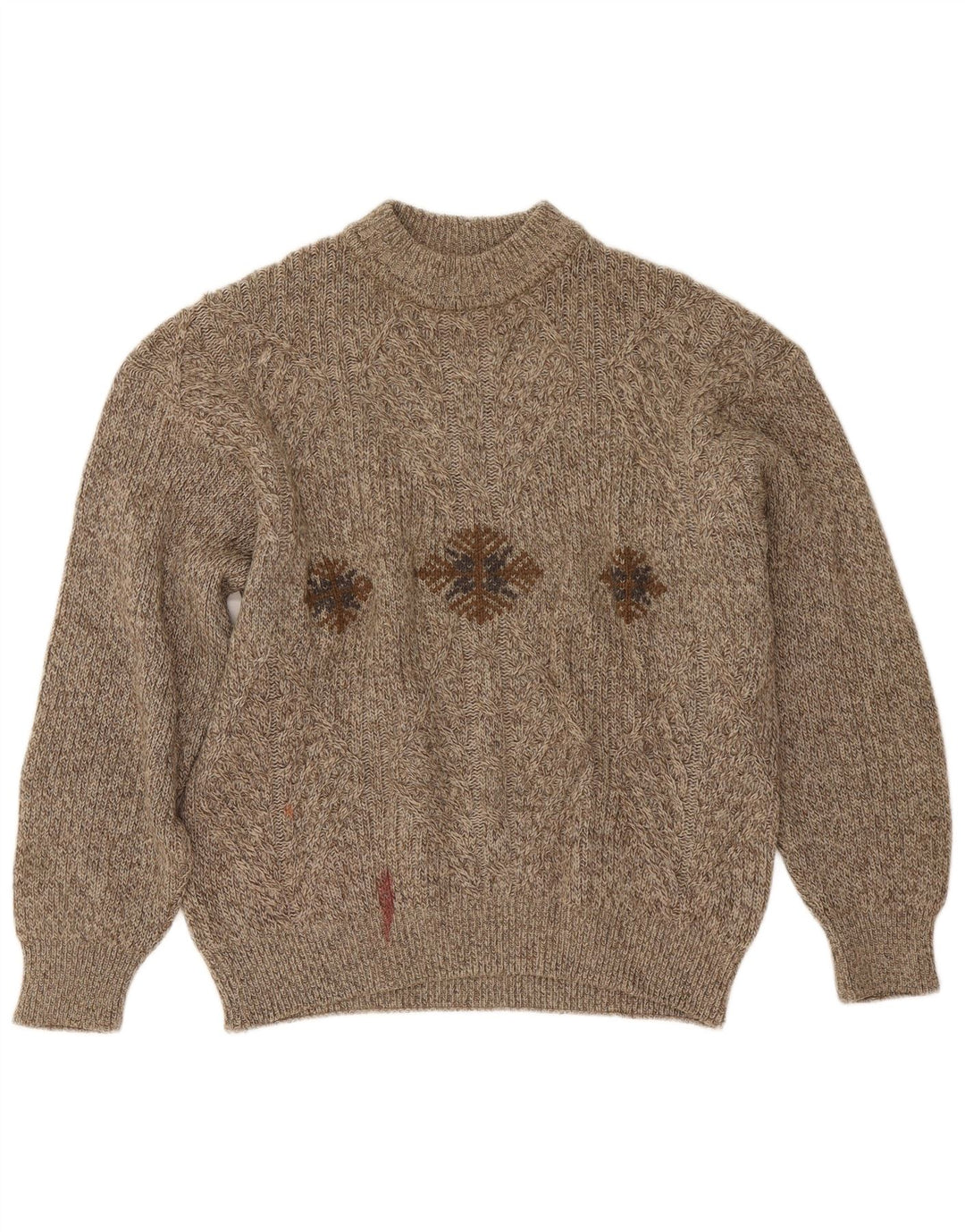Cacharel Pull à col rond pour homme Large Beige Fair Isle