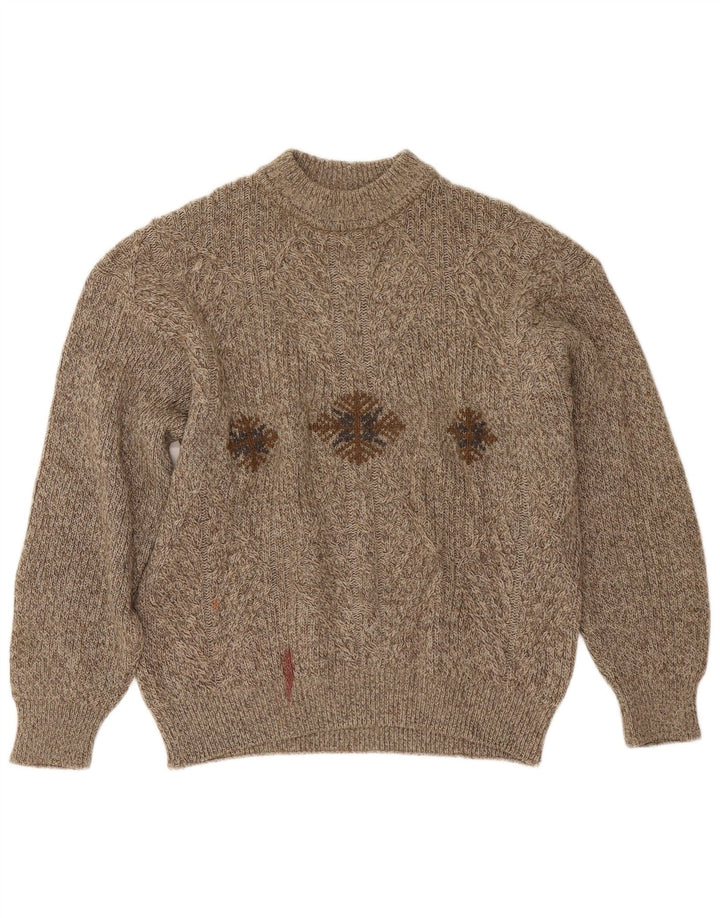 Cacharel Pull à col rond pour homme Large Beige Fair Isle
