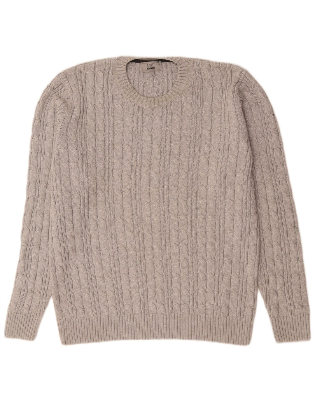 Marks & Spencer Pull à col rond coupe classique pour homme en coton gris Taille L