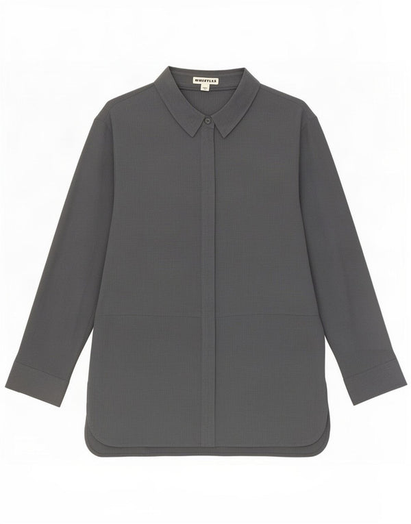 Whistles Chemise Femme UK 12 Gris Moyen Cupro