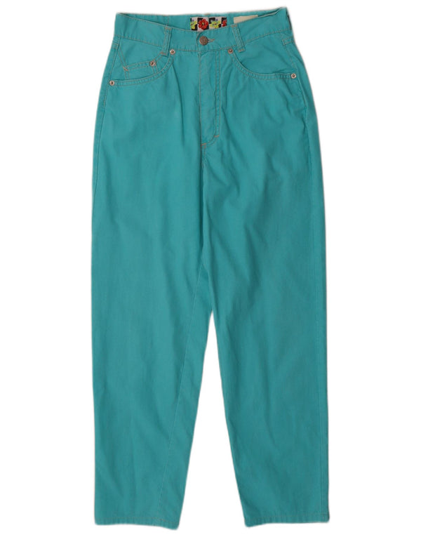 Pantalon décontracté fuselé vintage pour femmes IT 42 Medium W24 L25 Turquoise