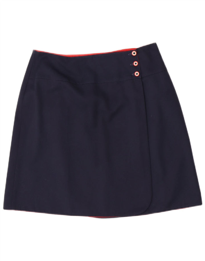 vintage Femme Réversible Wrap Jupe Moyenne W30 Bleu Marine