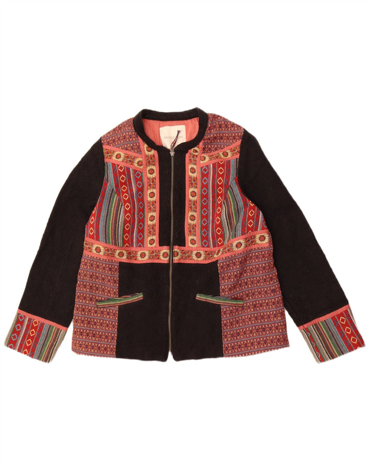 Monsoon Veste Blazer Femme UK 18 XL Noir Fair Isle Coton