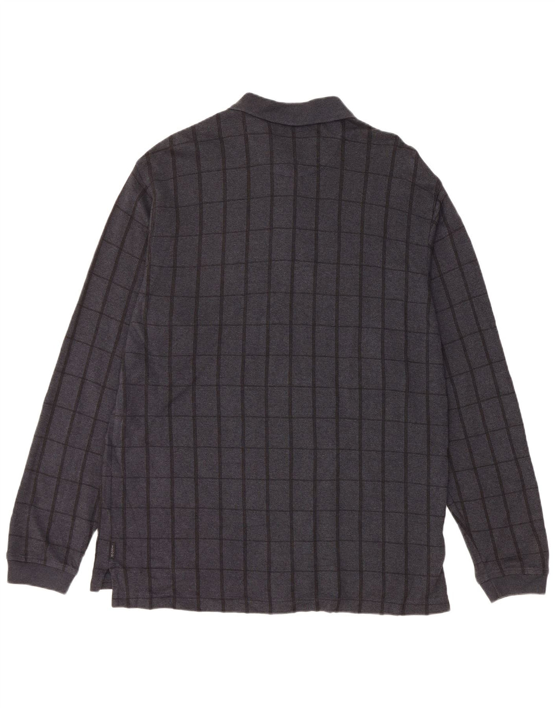 IZOD Polo à manches longues pour homme en coton à carreaux gris