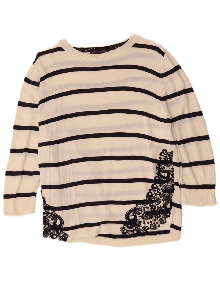 MARKS & SPENCER Pull col bateau pour femme UK 12 Blanc moyen