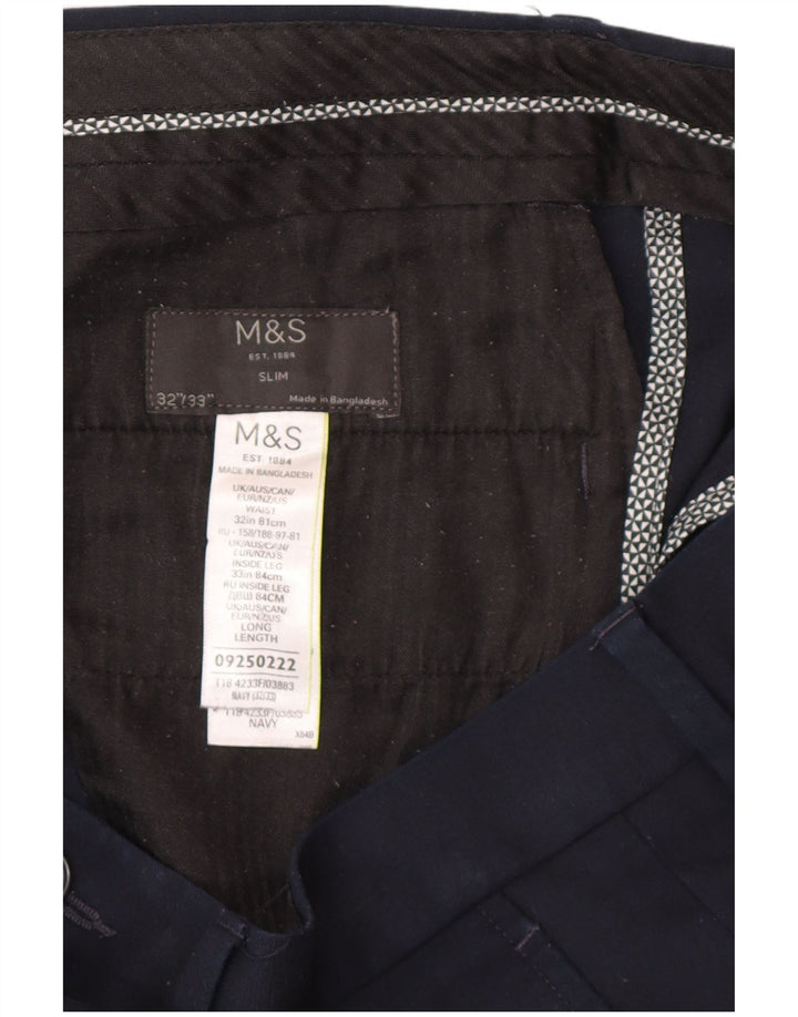 Marks & Spencer Pantalon Chino Slim Homme W32 L30 Bleu Marine Polyester