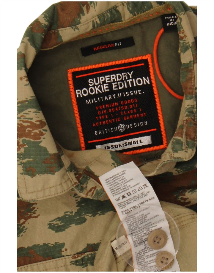 SUPERDRY Chemise Regular Fit à Manches Courtes Homme Petit Kaki Camouflage Coton