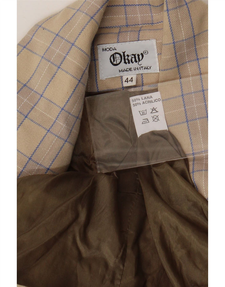 Okay Veste Blazer 2 Boutons Femme IT 44 Laine à Carreaux Beige Moyen