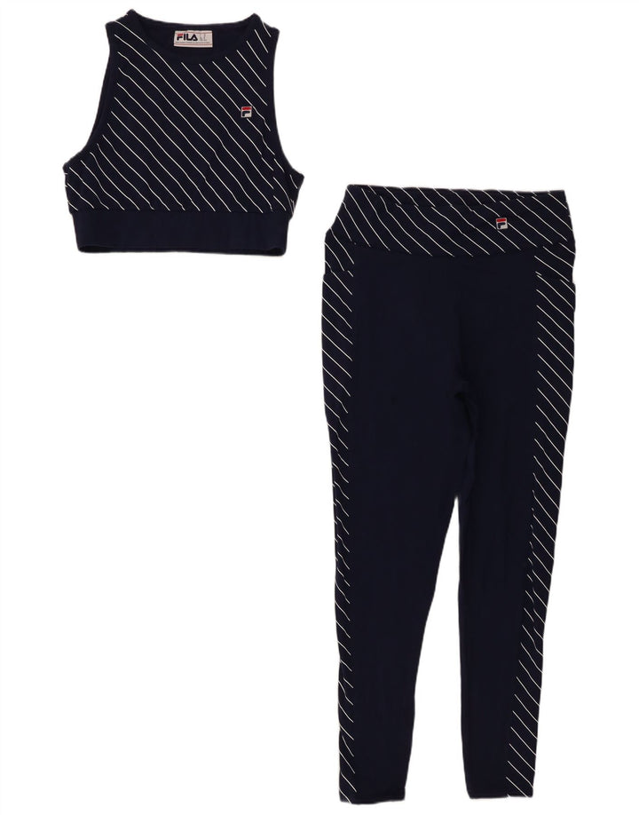 Fila Ensemble 2 pièces pour femme UK 12 Coton rayé bleu marine moyen
