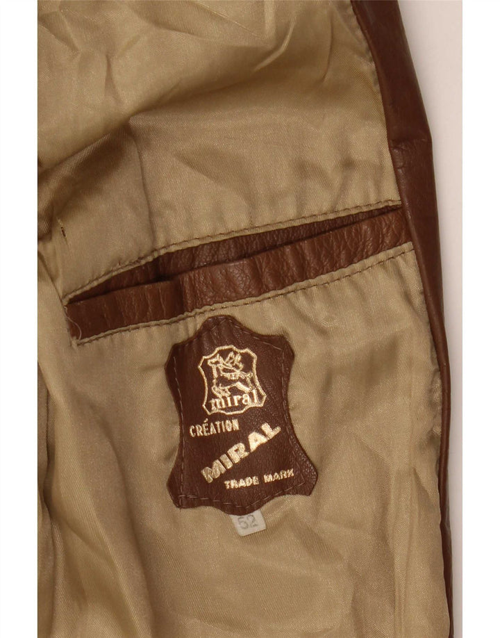 veste en cuir homme vintage IT 52 XL Brown Colourblock