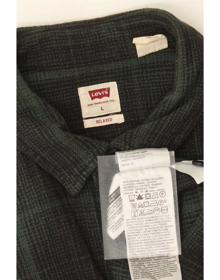 Levi's Chemise Relaxed Flannel Homme Vert à Carreaux Large en Coton